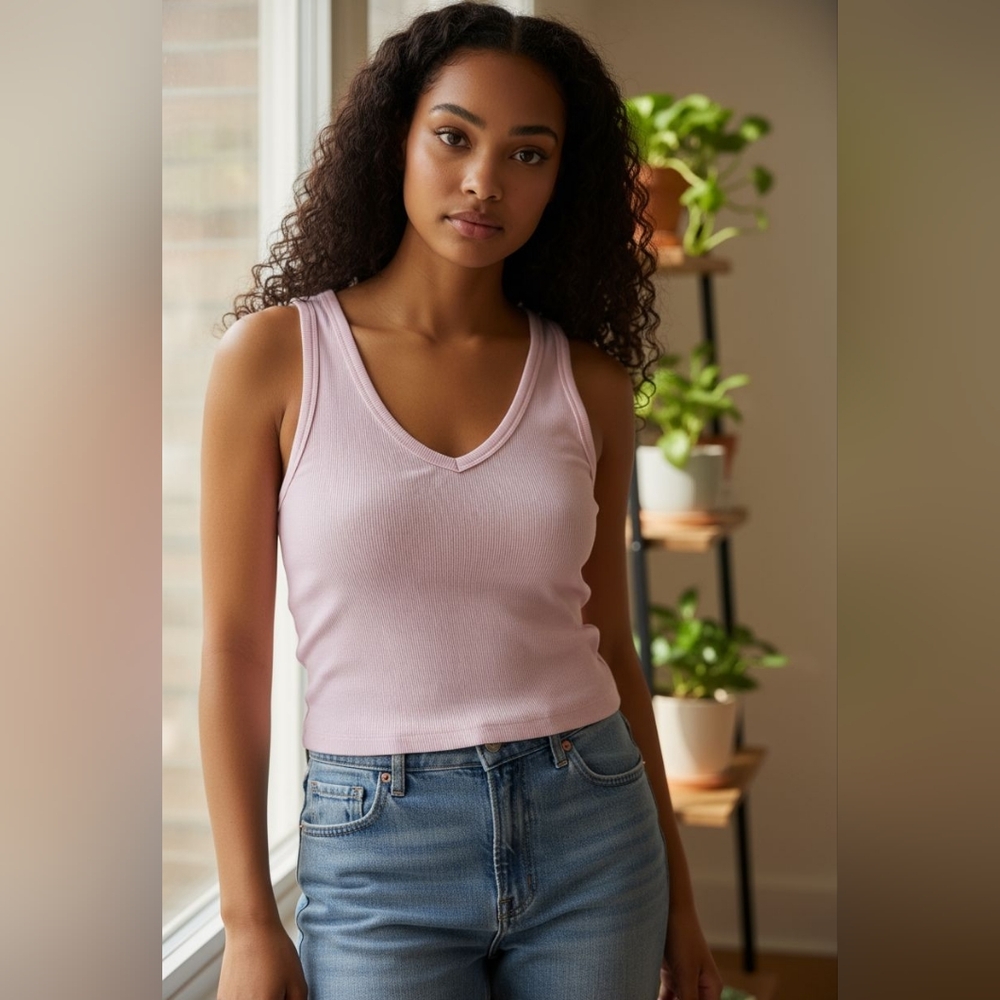 😻 3/$30 Aritzia Wilfred Free Ribbed Tank Top In Light Pink Size Small